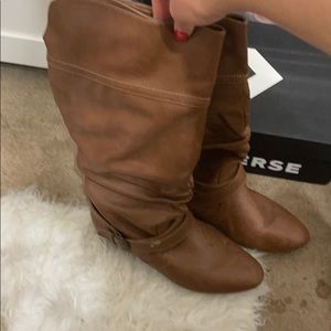 Brown riding boots